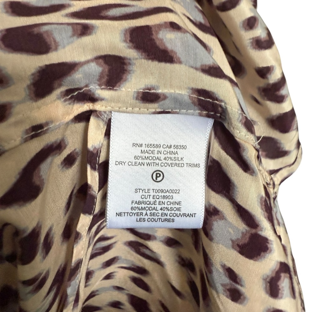 NWT Equipment Femme Silk Blend Farrah Peasant Leopard Long Sleeve Blouse Women S - Picture 5 of 8
